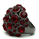 Cool Rings LO2501 Ruthenium Brass Ring with Top Grade Crystal in Siam