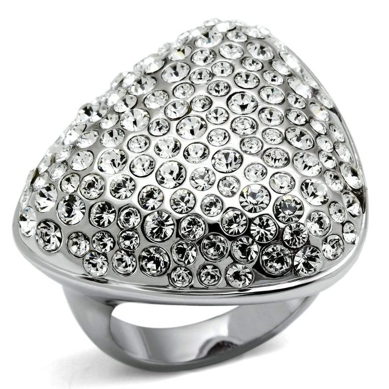 Cool Rings LO2515 Rhodium Brass Ring with Top Grade Crystal