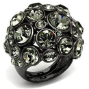 Cool Rings LO2545 Ruthenium Brass Ring with Top Grade Crystal