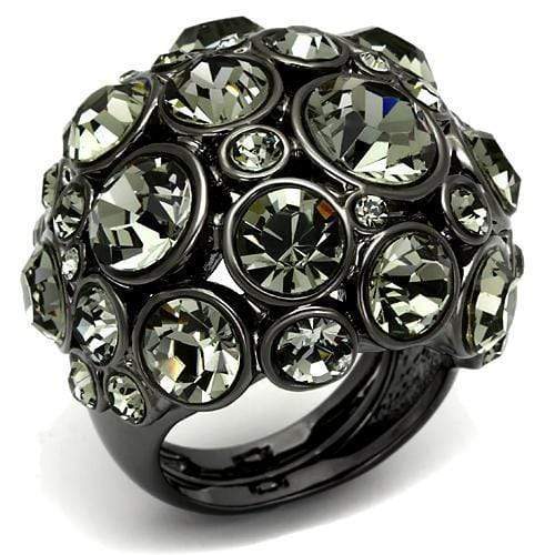 Cool Rings LO2545 Ruthenium Brass Ring with Top Grade Crystal