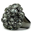 Cool Rings LO2545 Ruthenium Brass Ring with Top Grade Crystal