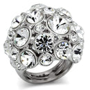 Cool Rings LO2546 Rhodium Brass Ring with Top Grade Crystal