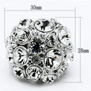 Cool Rings LO2546 Rhodium Brass Ring with Top Grade Crystal