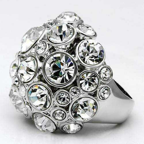 Cool Rings LO2546 Rhodium Brass Ring with Top Grade Crystal