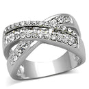 Cool Rings LO2942 Rhodium Brass Ring with Top Grade Crystal