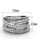 Cool Rings LO2995 Rhodium Brass Ring with Top Grade Crystal