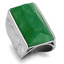 Cool Rings LO3023 Rhodium Brass Ring with Synthetic in Emerald