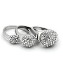 Cool Rings LO3055 Rhodium Brass Ring with Top Grade Crystal