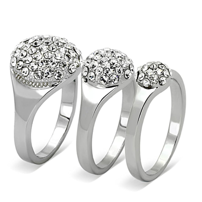 Cool Rings LO3055 Rhodium Brass Ring with Top Grade Crystal