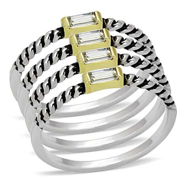 Cool Rings LO3060 Reverse Two-Tone Brass Ring with Top Grade Crystal