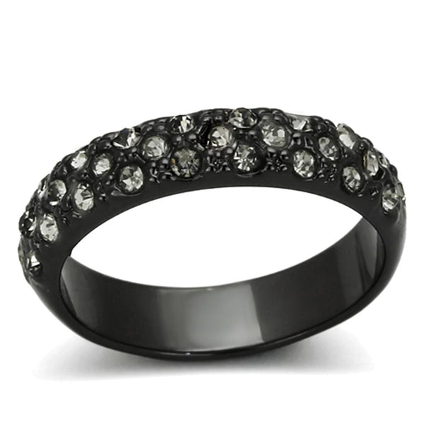 Cool Rings LO3064 TIN Cobalt Black Brass Ring with Top Grade Crystal