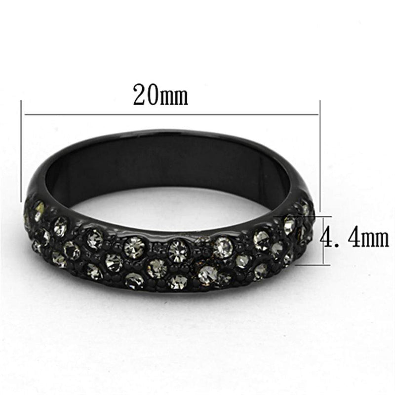 Cool Rings LO3064 TIN Cobalt Black Brass Ring with Top Grade Crystal