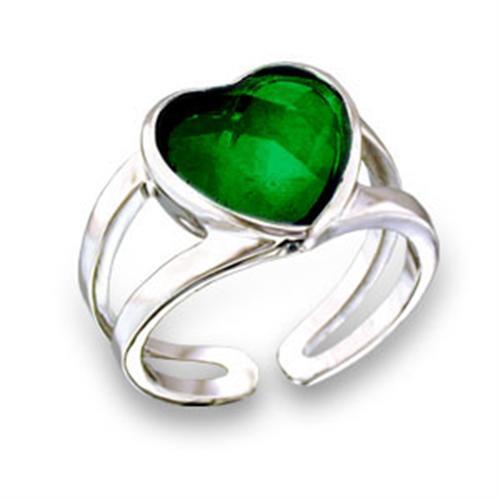 Crystal Rings 411801 Rhodium Brass Ring with Top Grade Crystal in Emerald