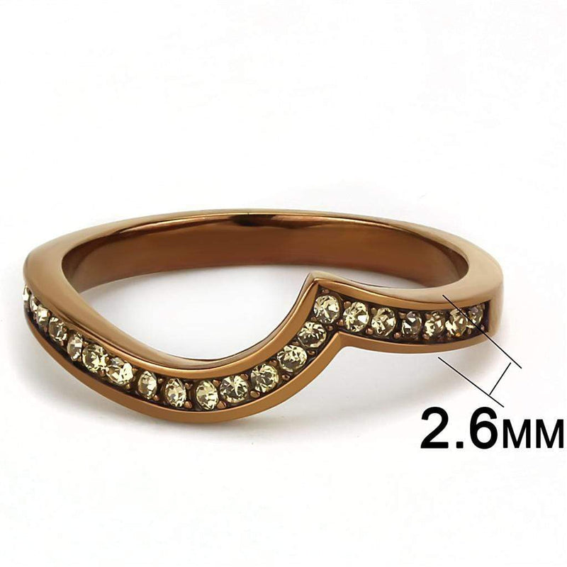 Crystal Rings TK3528 Coffee light Stainless Steel Ring with Crystal