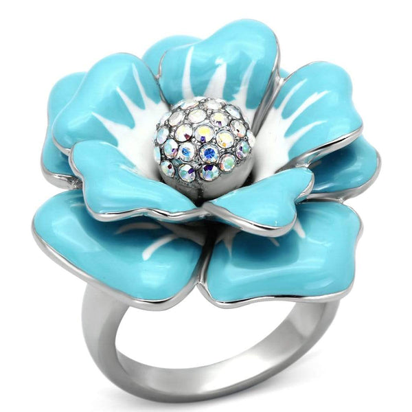 Crystal Rings TK817 Stainless Steel Ring with Top Grade Crystal