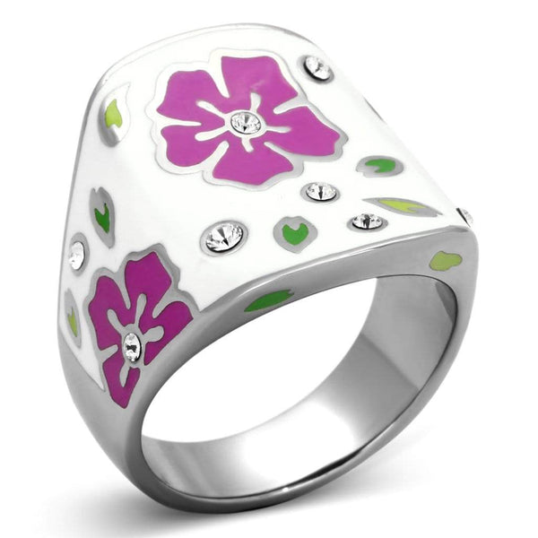 Crystal Rings TK830 Stainless Steel Ring with Top Grade Crystal