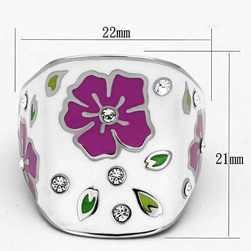 Crystal Rings TK830 Stainless Steel Ring with Top Grade Crystal