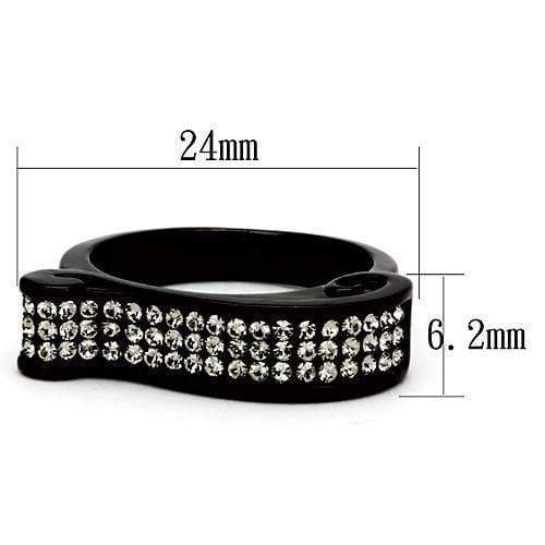 Silver Jewelry Rings Crystal Rings TK862 Black - Stainless Steel Ring with Top Grade Crystal Alamode Fashion Jewelry Outlet