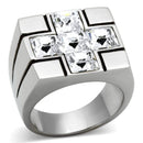 Crystal Rings TK919 Stainless Steel Ring with Top Grade Crystal