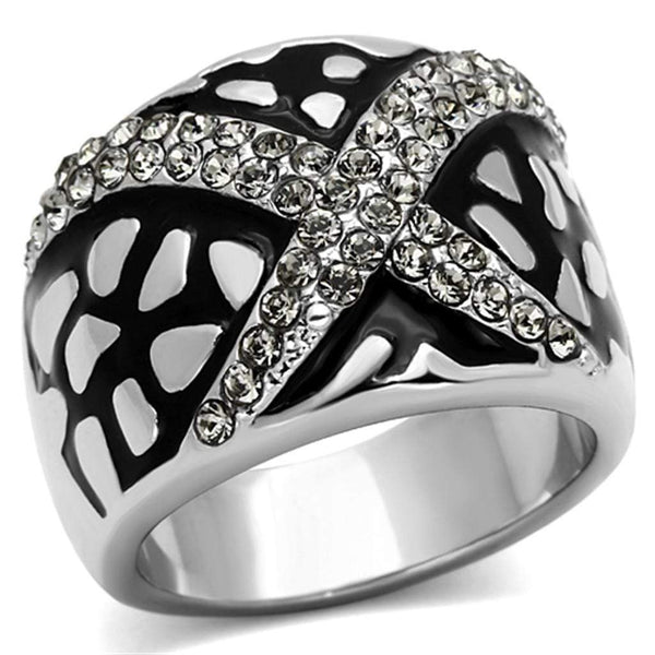 Crystal Rings TK921 Stainless Steel Ring with Top Grade Crystal