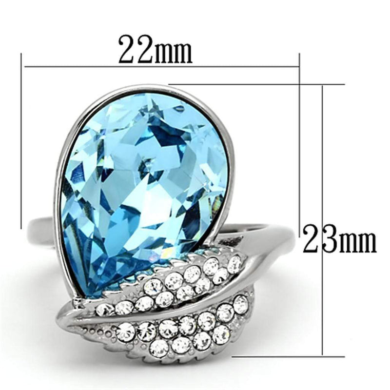 Crystal Rings TK930 Stainless Steel Ring with Top Grade Crystal