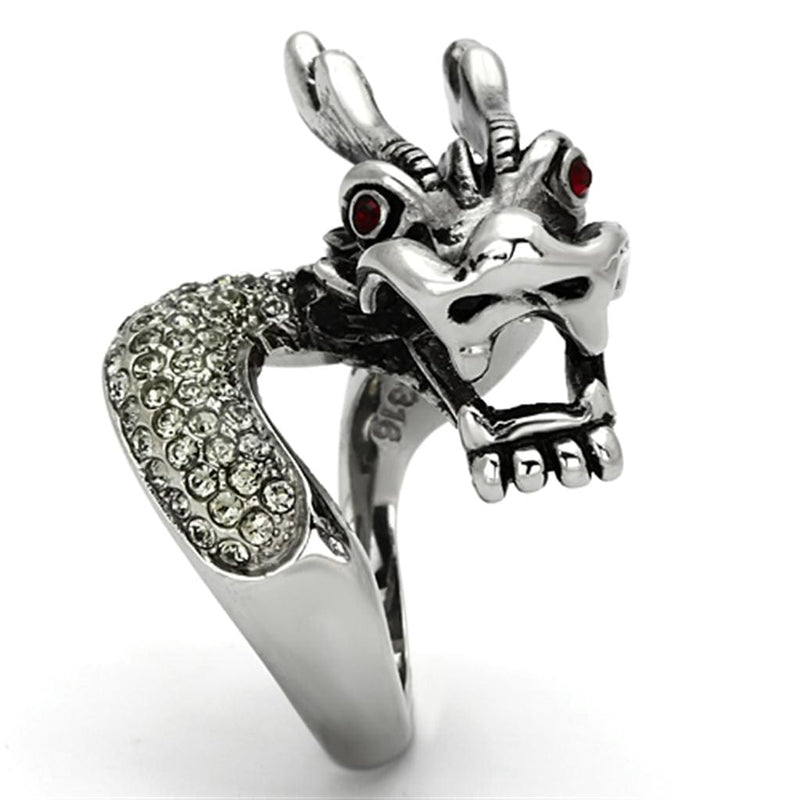 Crystal Rings TK934 Stainless Steel Ring with Top Grade Crystal in Siam