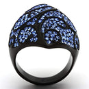 Crystal Rings TK949 Black - Stainless Steel Ring with Top Grade Crystal