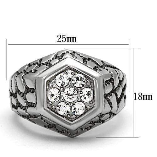 Crystal Rings TK960 Stainless Steel Ring with Top Grade Crystal