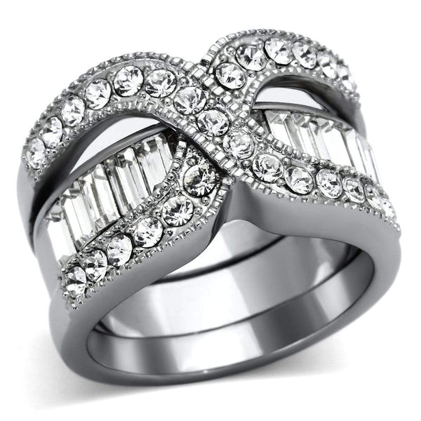 Crystal Rings TK970 Stainless Steel Ring with Top Grade Crystal