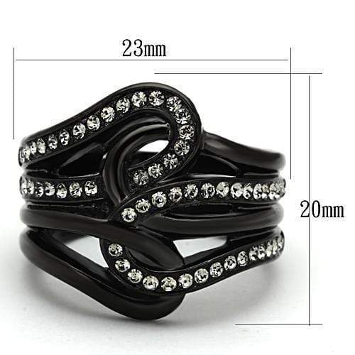 Silver Jewelry Rings Crystal Rings TK978 Black - Stainless Steel Ring with Top Grade Crystal Alamode Fashion Jewelry Outlet