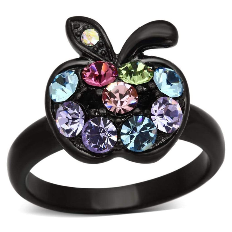 Crystal Rings TK984 Black - Stainless Steel Ring with Top Grade Crystal