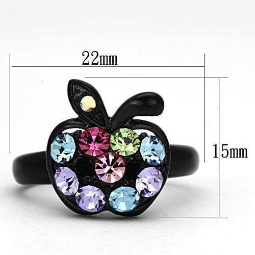 Crystal Rings TK984 Black - Stainless Steel Ring with Top Grade Crystal