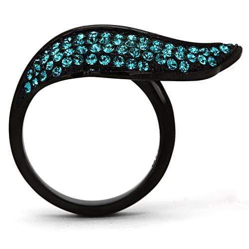 Crystal Rings TK985 Black - Stainless Steel Ring with Top Grade Crystal