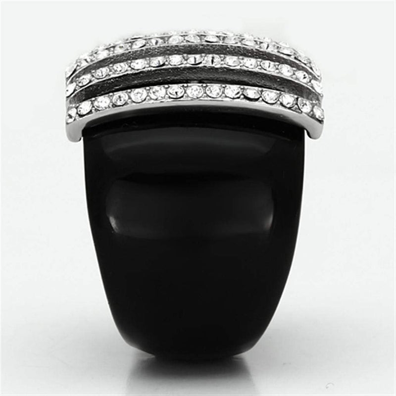Crystal Rings VL099 Stainless Steel Ring with Top Grade Crystal