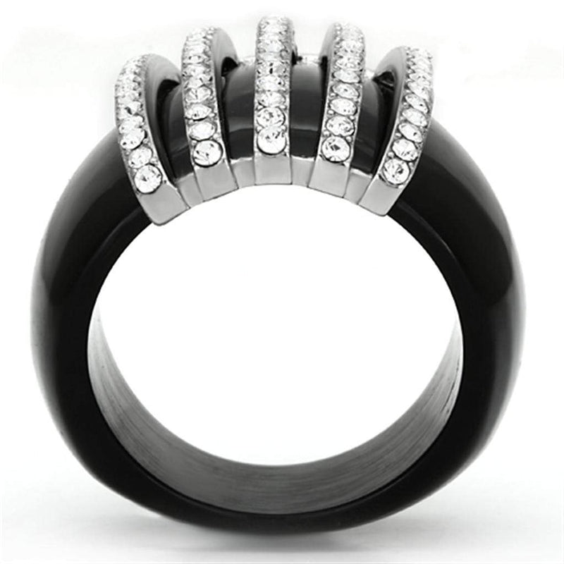 Crystal Rings VL099 Stainless Steel Ring with Top Grade Crystal