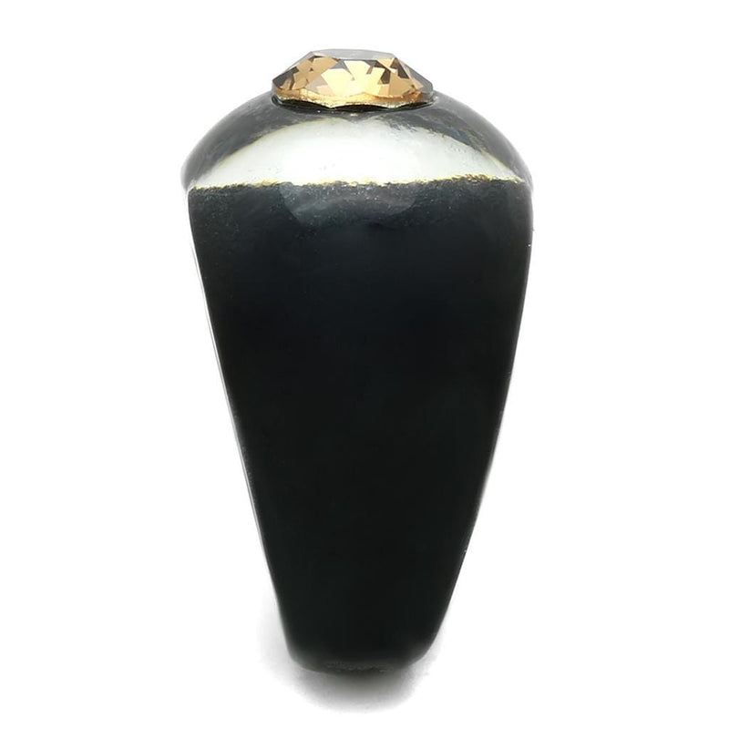 Crystal Rings VL115 Resin Ring with Top Grade Crystal in Light Smoked