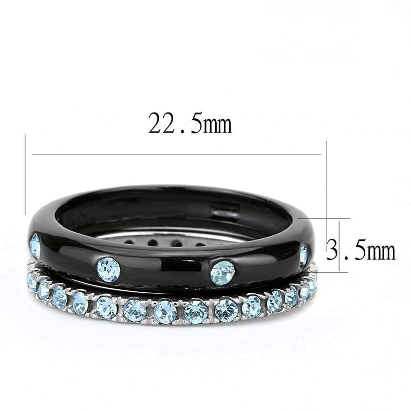 Crystal Wedding Rings TK3233 Two-Tone - Stainless Steel Ring with Crystal