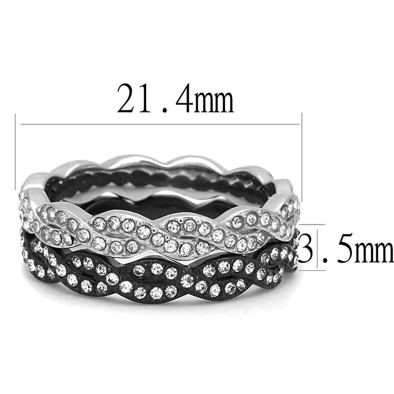 Crystal Wedding Rings TK3265 Two-Tone - Stainless Steel Ring with Crystal