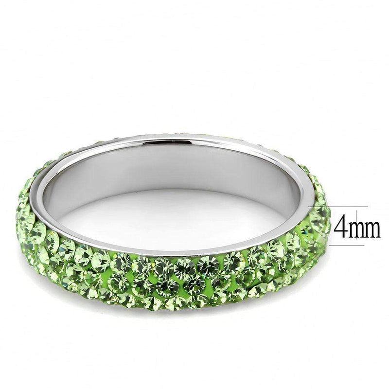 Crystal Wedding Rings TK3537 Stainless Steel Ring with Crystal in Peridot