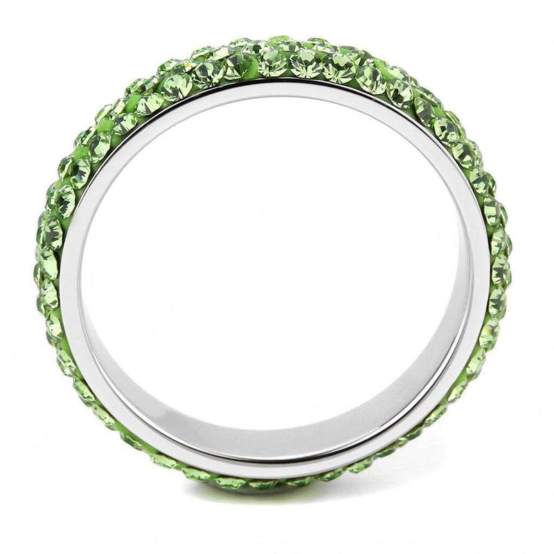 Silver Jewelry Rings Crystal Wedding Rings TK3537 Stainless Steel Ring with Crystal in Peridot Alamode Fashion Jewelry Outlet