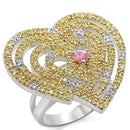 Cubic Zirconia Rings LO1337 Reverse Two-Tone Brass Ring with AAA Grade CZ