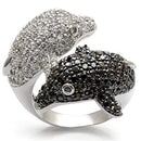 Cubic Zirconia Rings LO1481 Rhodium + Ruthenium Brass Ring with CZ