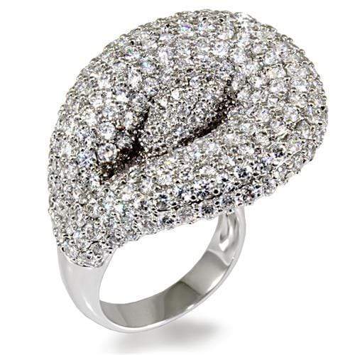 Cubic Zirconia Rings LO1482 Rhodium Brass Ring with AAA Grade CZ