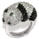 Cubic Zirconia Rings LO1515 Rhodium + Ruthenium Brass Ring with CZ