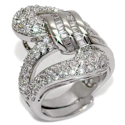 Cubic Zirconia Rings LO1537 Rhodium Brass Ring with AAA Grade CZ