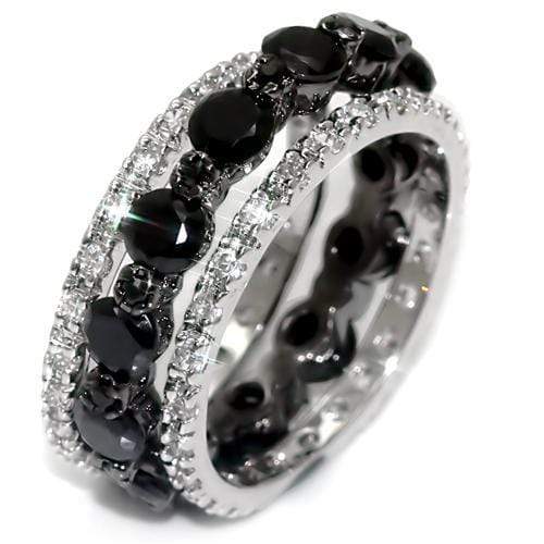 Cubic Zirconia Rings LO1542 Rhodium + Ruthenium Brass Ring with CZ