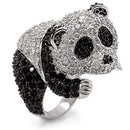 Cubic Zirconia Rings LO1546 Rhodium + Ruthenium Brass Ring with CZ