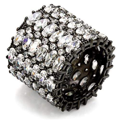 Cubic Zirconia Rings LO1580 Ruthenium Brass Ring with AAA Grade CZ