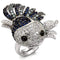 Cubic Zirconia Rings LO1585 Rhodium + Ruthenium Brass Ring with CZ