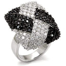 Cubic Zirconia Rings LO1587 Rhodium + Ruthenium Brass Ring with CZ